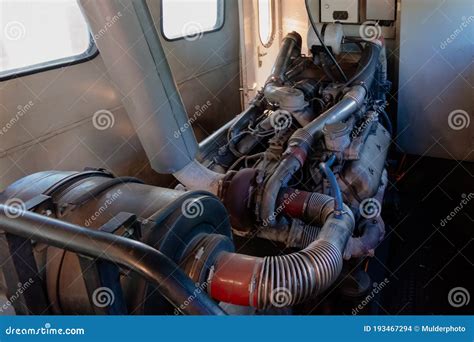 Diesel Engine Inside The Train Locomotive Stock Photo | CartoonDealer ...