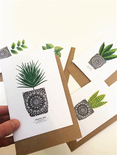 Pack of 10 Plant Cards blank print cards pack of greeting | Etsy