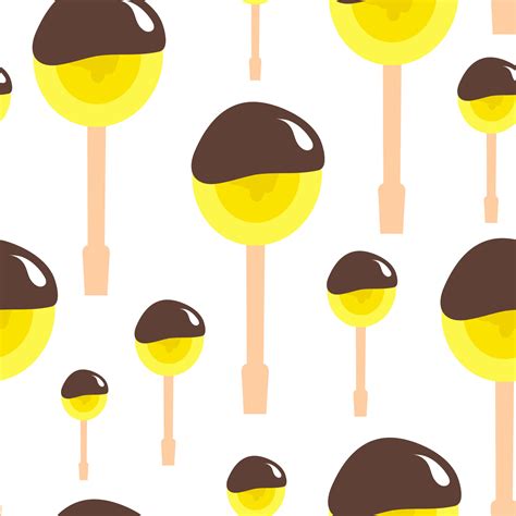 Banana slice in chocolate seamless pattern. Vector banana slice in dark ...