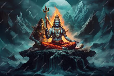 Premium Photo | Illustration of an image of shiva and vishnu in modern ...