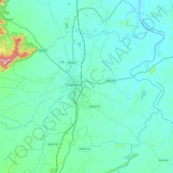 Chaibasa topographic map, elevation, terrain