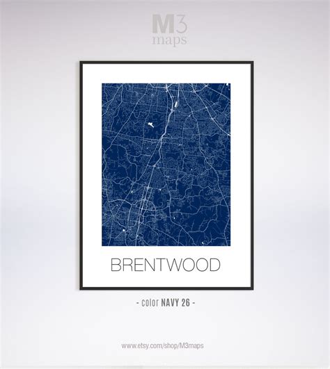 Brentwood Tennessee Brentwood TN Map Brentwood Map | Etsy