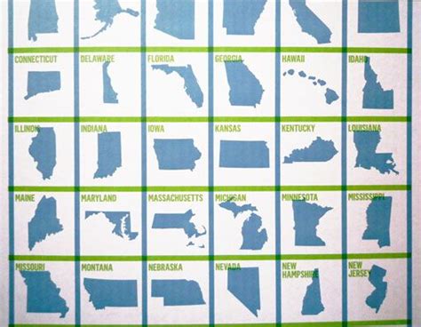 Individual+State+Shapes | State shapes, Printable flash cards, Usa map