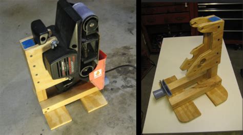 Handheld Belt Sander Converted To Bench Top Unit | Hackaday