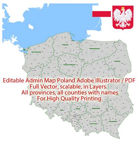 Poland Map Administrative Vector 01 Adobe Illustrator Editable PDF ...