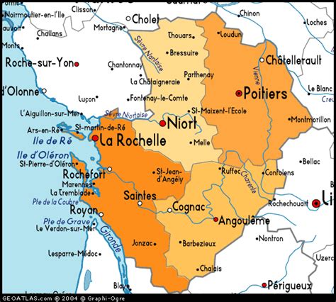 Poitou Charentes Geography Region Map | Map of France Political Geography Regions Province Cities