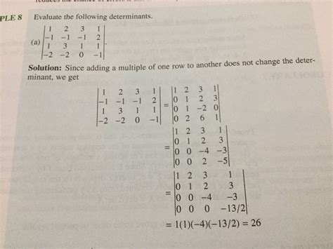 Calculate The Determinant Of The Matrix By Using Row Operations To ...