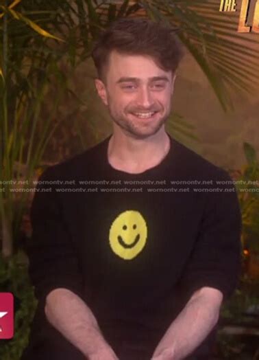 WornOnTV: Daniel Radcliffe’s black smiley face sweater on Access Hollywood | Clothes and ...