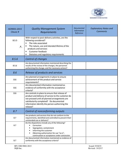 Iso 9001 2015 checklist