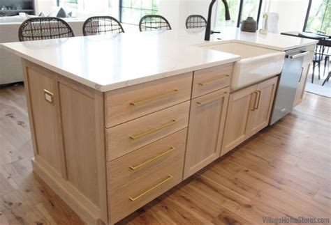 White oak with Sand stain and #farmhouse #sink in kitchen island ...