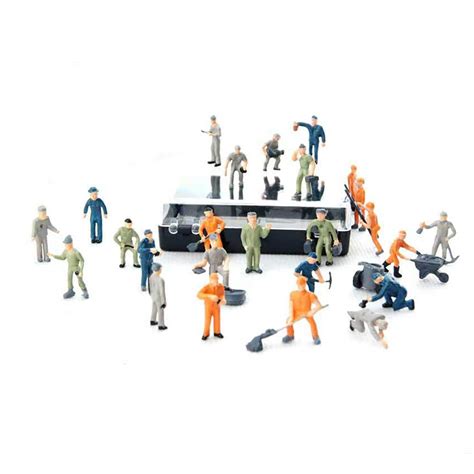 Buy Hiawbon 30 pcs 1:87 Diorama Model Railway HO Scale Worker Figurines Miniature People Figures ...