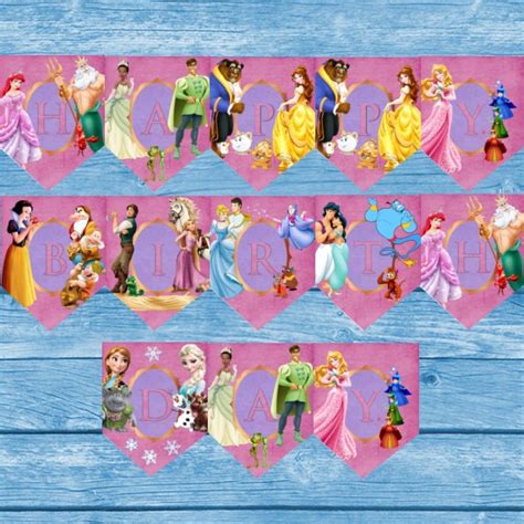 Disney Princess Birthday Banner Printable banner Digital