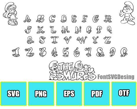 Smurfs Font Smurfs Alphabet Smurfs SVG Smurfs Vector | Etsy