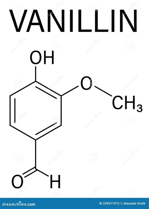 Vanillin Vanilla Extract Molecule. Skeletal Formula. Chemical Structure Cartoon Vector ...