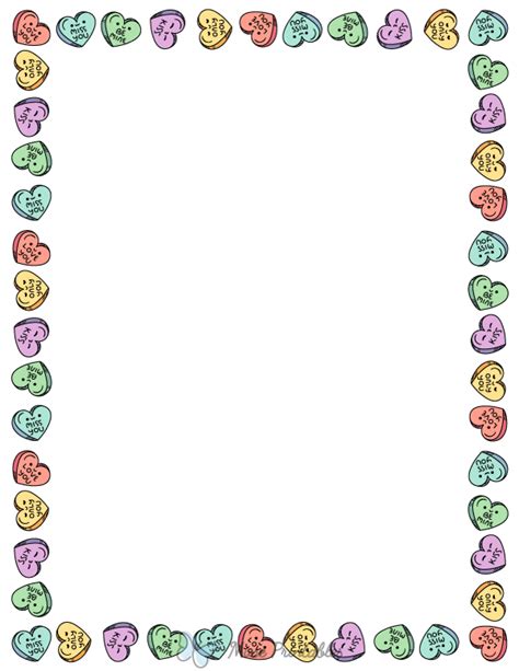 Printable Kawaii Heart Candy Page Border