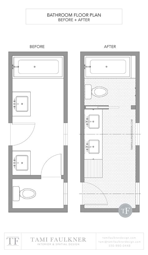 BATHROOM FLOOR PLAN - BEFORE AND AFTER - SMALL CHANGES WITH BIG IMPROVEMENTS — Tami Faulkner Design