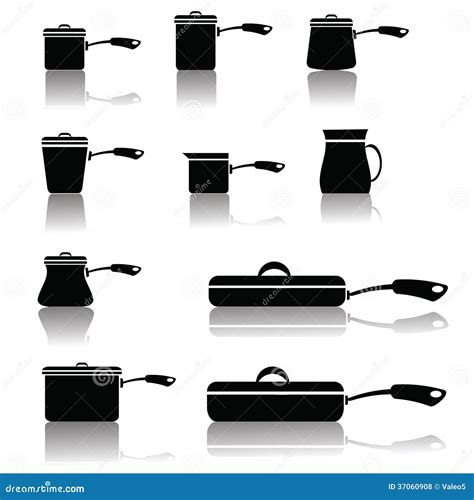 Set of pots and pans stock vector. Illustration of icon - 37060908