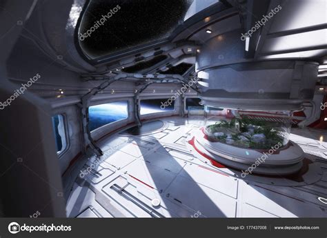 Photos: futuristic space station interior | Futuristic Space Station Interior Overlooking Planet ...