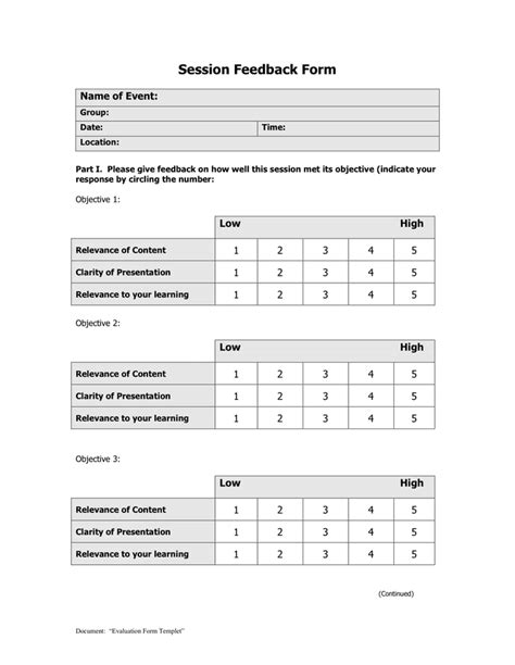 Evaluation Form in Word and Pdf formats