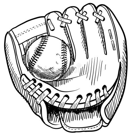 Baseball glove drawing. Doodle style baseball and glove in vector format #Sponsored , #Ad, #AD ...