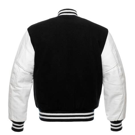 Jacketshop Jacket Black Wool White Leather Letterman Jacket