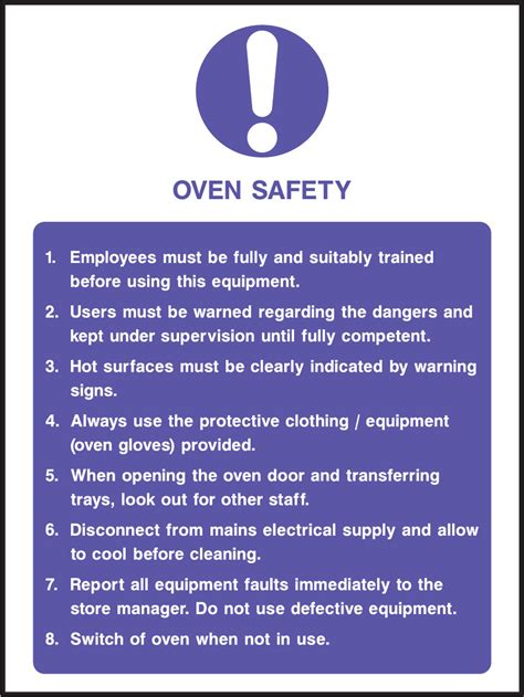 Oven safety sign