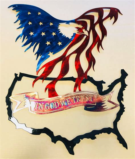 American Eagle over U.S. Metal Wall Art - Metal Decor Studios