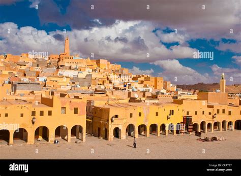 Market square in the village of Ghardaia in the UNESCO World Heritage ...