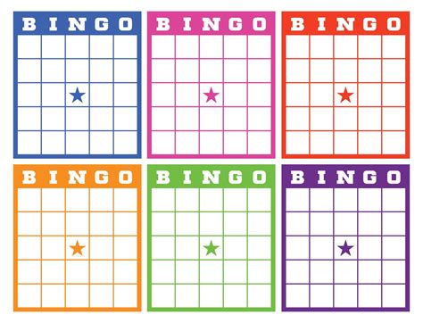 four different colored squares with the words bingo and stars on them stock photo - rights