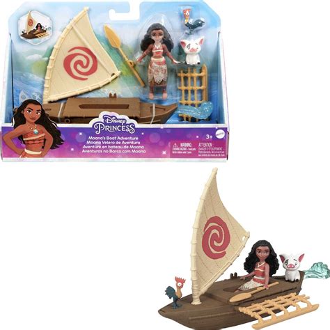 Buy Mattel Disney Princess Moana Small Doll & Boat Playset with Floating Boat Vehicle & 2 ...