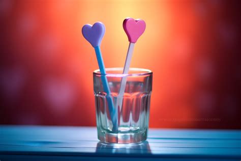 Toothbrushes In A Blue Glass Next To A Sign Stating Love Background, High Resolution, Word ...