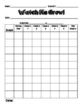 Watch Me Grow: Student Self-Assessment Chart by namaste wild learning