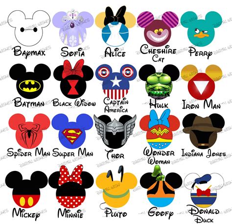 CHOOSE YOUR MOUSE HEAD CHARACTERS Disney Family Vacation digital clip art 1-8 characters :: My ...