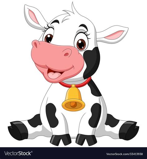 Illustration of Cute baby cow cartoon sitting. Download a Free Preview or High Quality Adobe ...