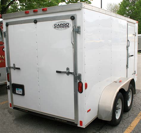 Back view of our 6' x 12' enclosed cargo box utility trailer. - Iowa City, Cedar Rapids: Party ...