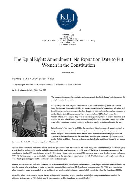 The Equal Rights Amendment | PDF | Fourteenth Amendment To The United ...