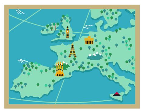 Illustrated Map Of Europe Continent With Famous Landm - vrogue.co