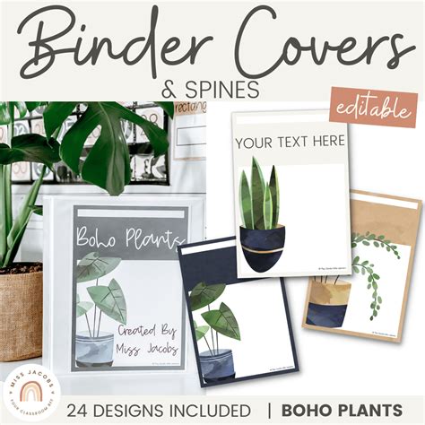 Binder Covers & Spines | Boho Plants - Miss Jacobs Little Learners