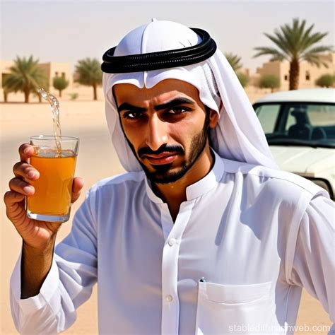 Arab Man Drinking Petrol | Stable Diffusion Online