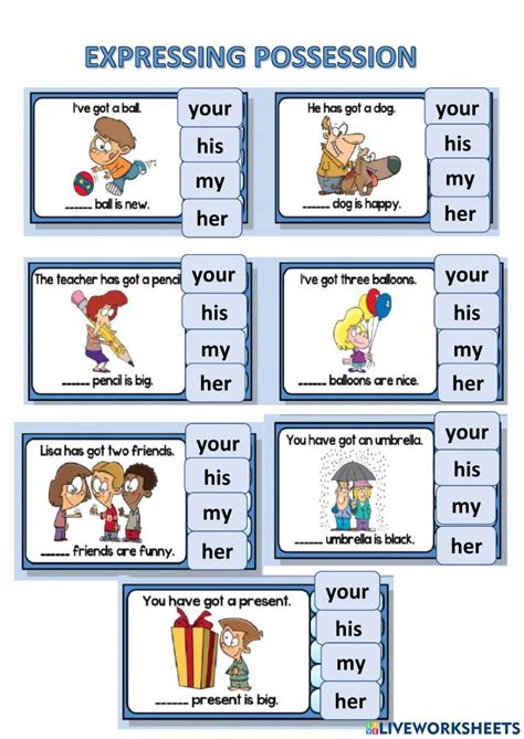 Possessive adjectives online worksheet for THIRD GRADE. You can do the ...