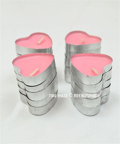 Pink Heart Shaped Scented Tealight Floating Candles Set of 50 - RoyalFurnish.com