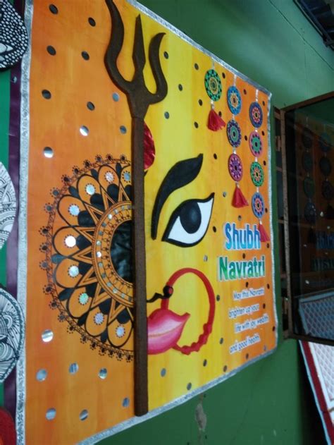 Shubh Navratri. | School board decoration, Art n craft, Soft board ...