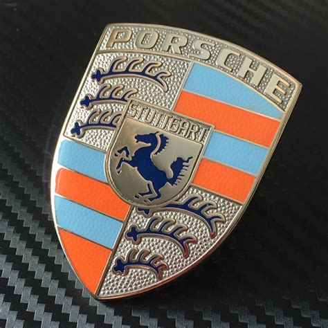 Custom enameled Porsche Hood Crest Badge, Gulf colors | Logo wallpaper hd, Porsche cars, Classic ...