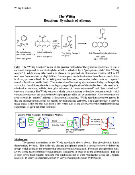 Wittig - Lab report - The Wittig Reaction: Synthesis of Alkenes Intro ...