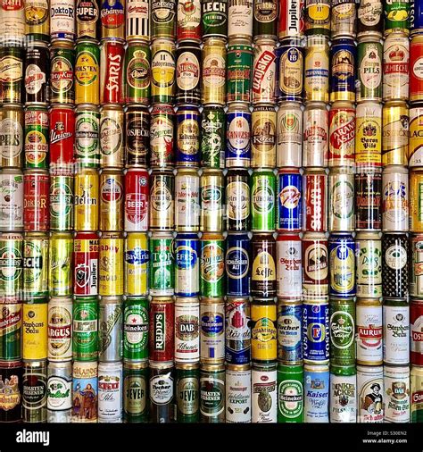 Wall of beer cans in bar, Vienna, Austria Stock Photo - Alamy