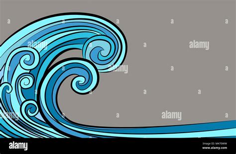 An image of a Ocean Tidal Tsunami Wave Drawing isolated on gray Stock ...