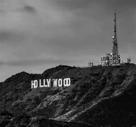 Hollywoodland Sign Black And White