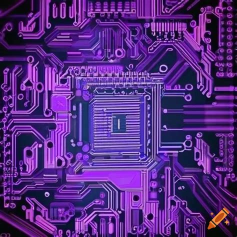 Purple circuit board pattern on Craiyon