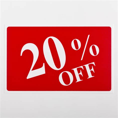 Sign - 20% Off | Red Heavyweight Plastic | A&B Store Fixtures