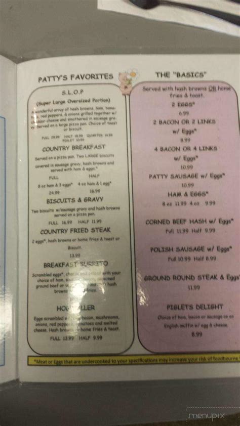 Menu of Fatty Patty's Restaurant in Vancouver, WA 98686